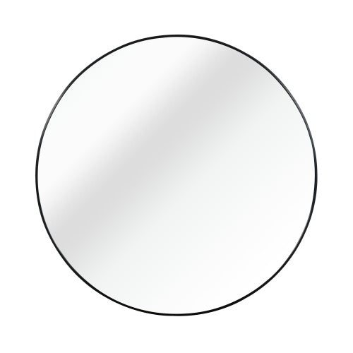 Black 16 Inch Metal Round Bathroom Mirror Wall Decor
