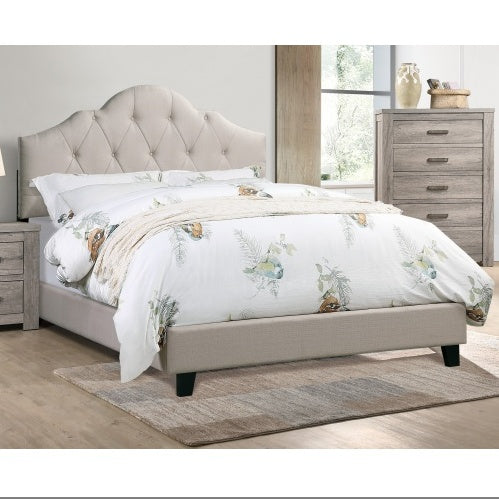 Contemporary Queen Size Bed With Tufted Headboard Design