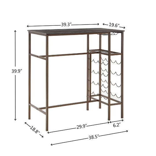 3 Piece Bar Table Set Retro Brown With Steel Frames
