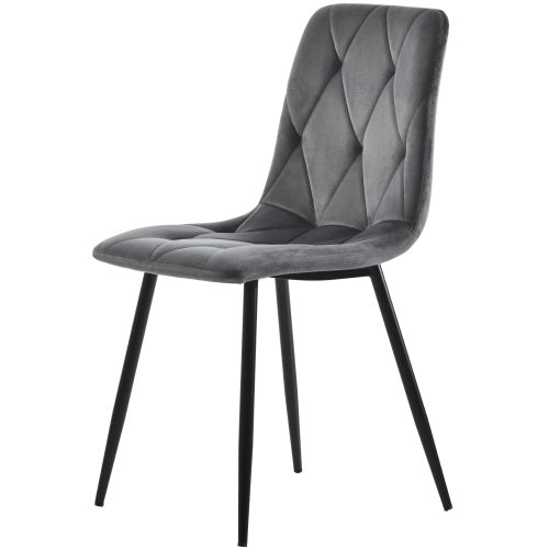 Gray MDF Dining Table Set With 4 Chairs 117x68 Cm Modern