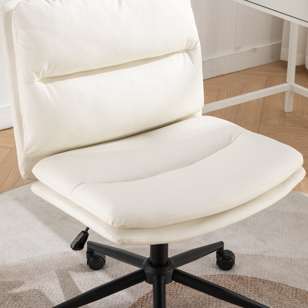 Anthony & Home Bizerte Atelier adjustable swivel criss cross chair in white finish, suitable for office or vanity use.