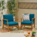 Set of two Anthony & Home Perla Club Chairs in luxurious velvet blue with modern design.