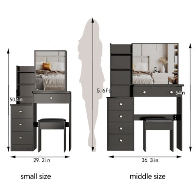 29.2 Inch Small Space Bedside Vanity Table Cushioned Stool