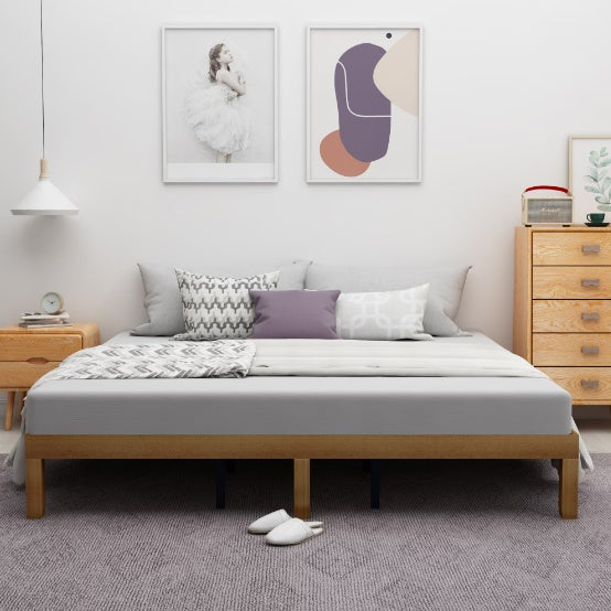 Queen Size Wood Platform Bed Frame No Box Spring Needed