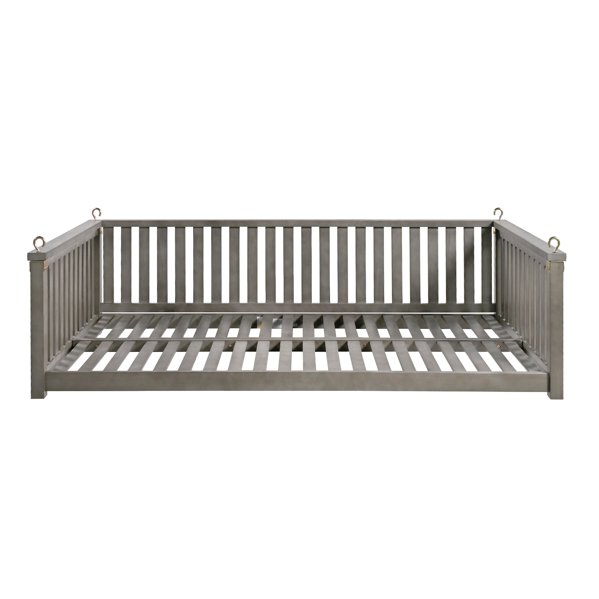 Twin size solid wood garden swing bed with rope support, designed for outdoor relaxation by Anthony & Home.