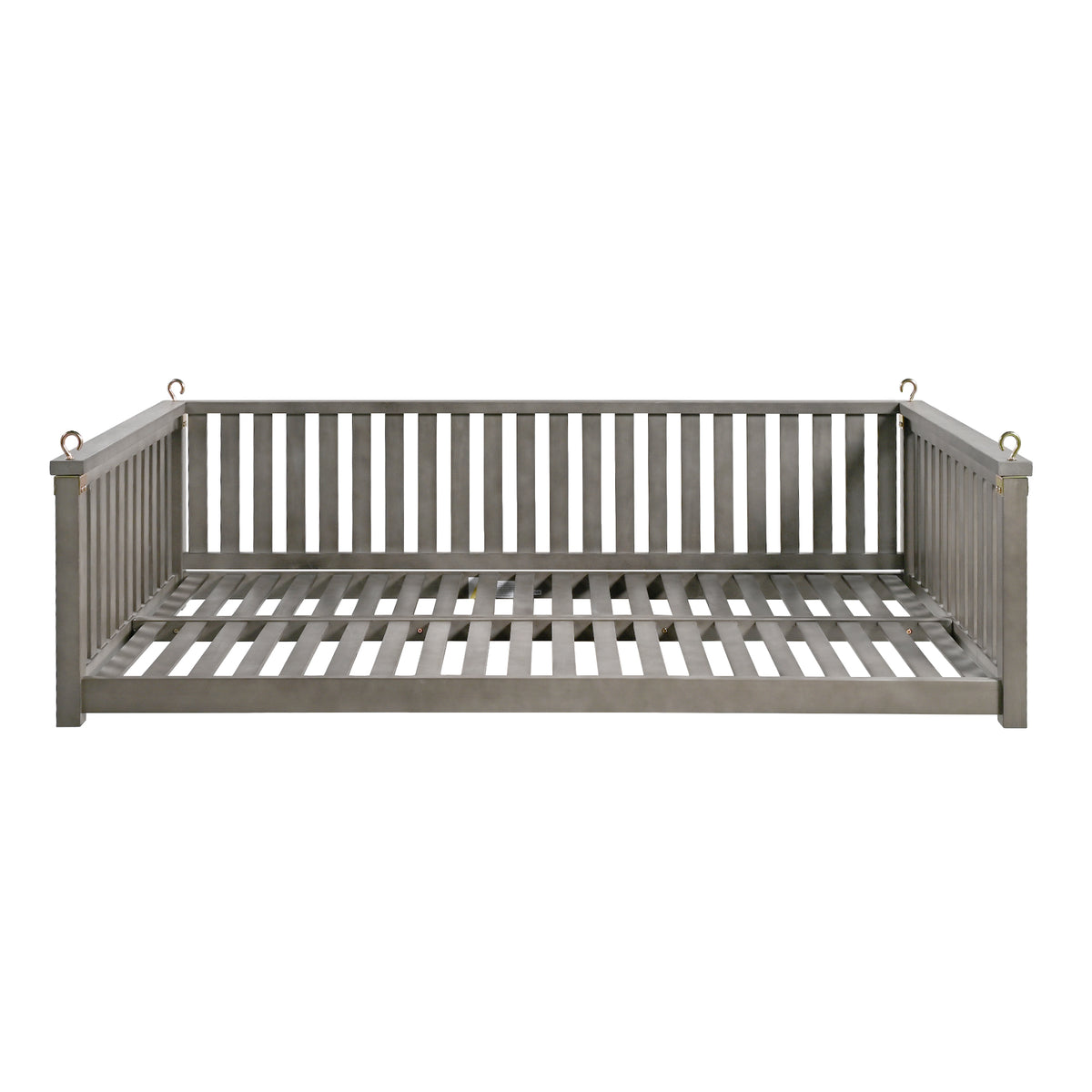 Twin size solid wood garden swing bed with rope support, designed for outdoor relaxation by Anthony & Home.