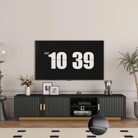 Mid Century Modern LED TV Stand for 80 Inch TV Storage