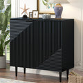 Anthony & Home Mirod Atelier side cabinet with geometric doors, featuring sleek wood finish and modern design.