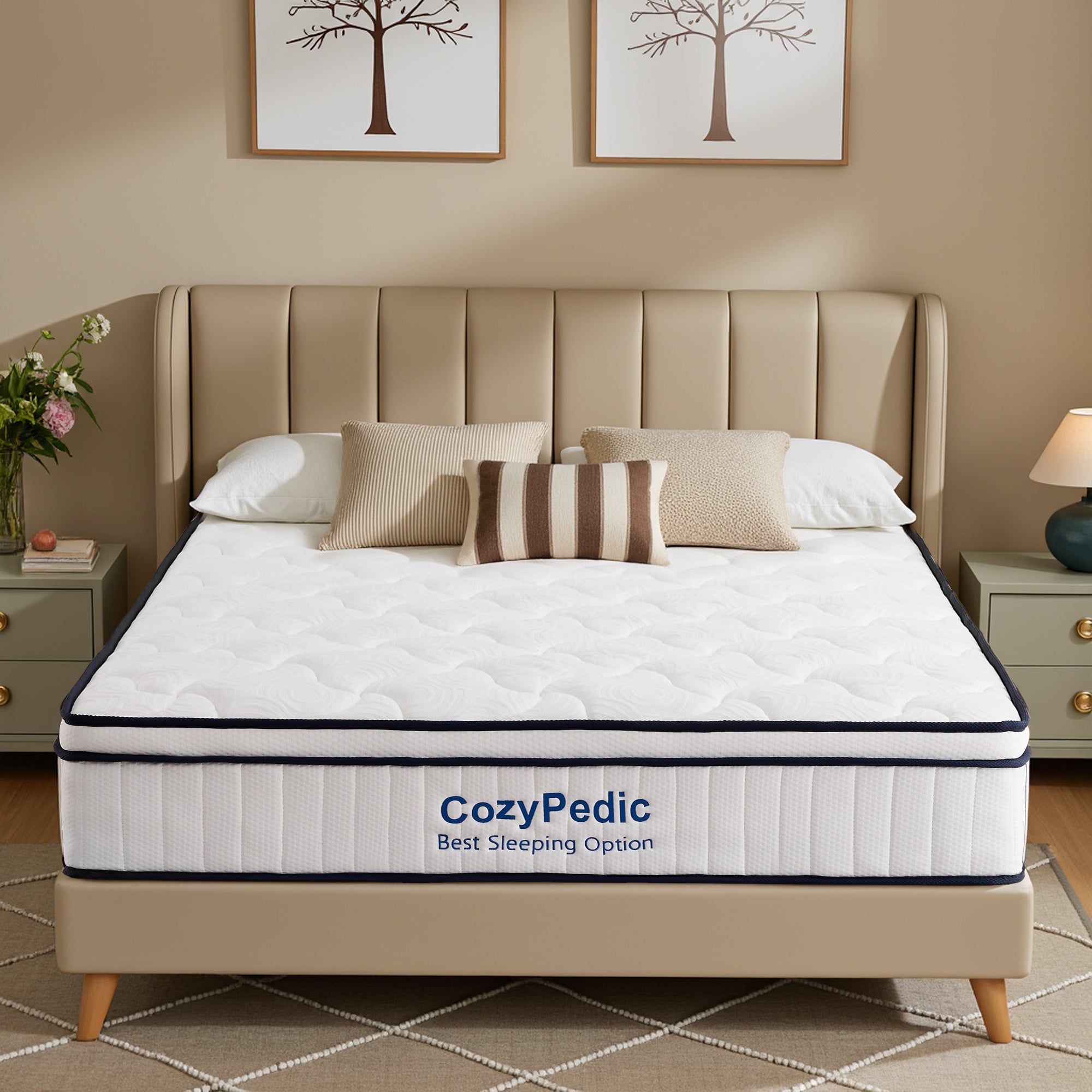 King size Anthony & Home Memory Foam Pocket Spring Mattress with plush top and supportive structure, shown in the image.