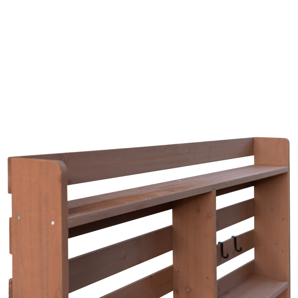 Anthony & Home outdoor potting bench with stainless steel top, featuring a sturdy wooden frame and ample workspace for gardening tasks.