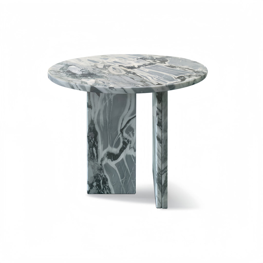 Blue Grey Natural Marble Coffee Table Round Luxury Marble Collection Exclusive Edition