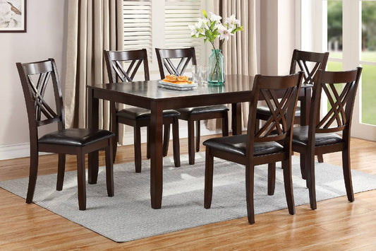7 Piece Espresso Finish Dining Table And Six Side Chairs