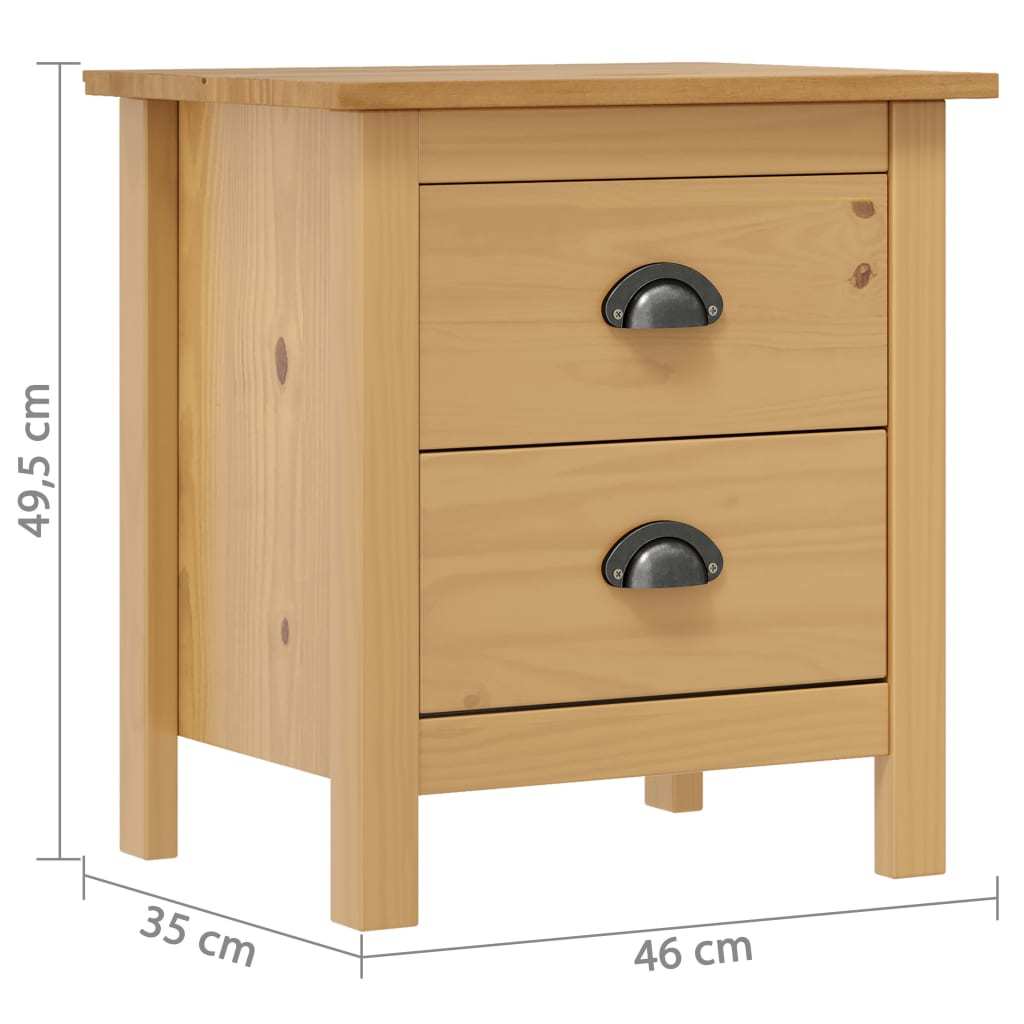 Bedside Tables Hill 2 Pack Pine Nightstands 46x35x49.5 Cm