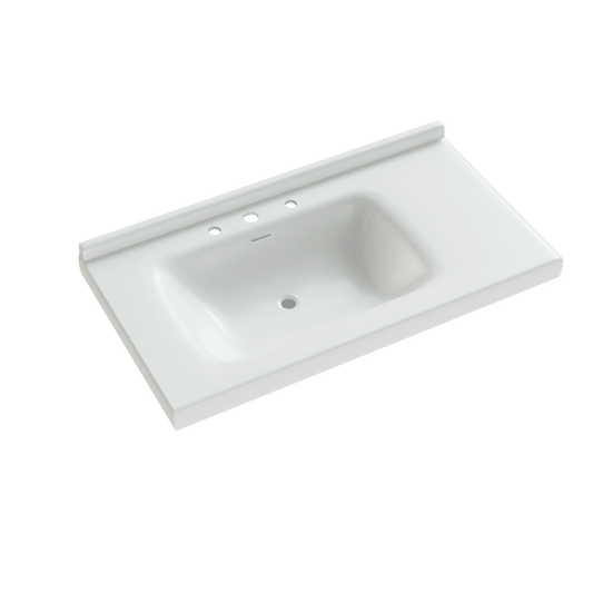 Rectangular porcelain bathroom sink from Anthony & Home, 36W x 20D, modern countertop design, part of the Signature Collection.