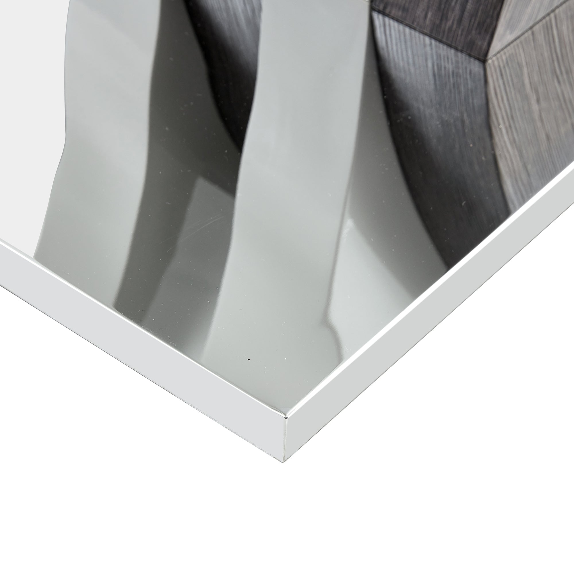 Anthony & Home tempered glass dining table with MDF legs from the Studio Collection, showcasing a modern, sleek design.