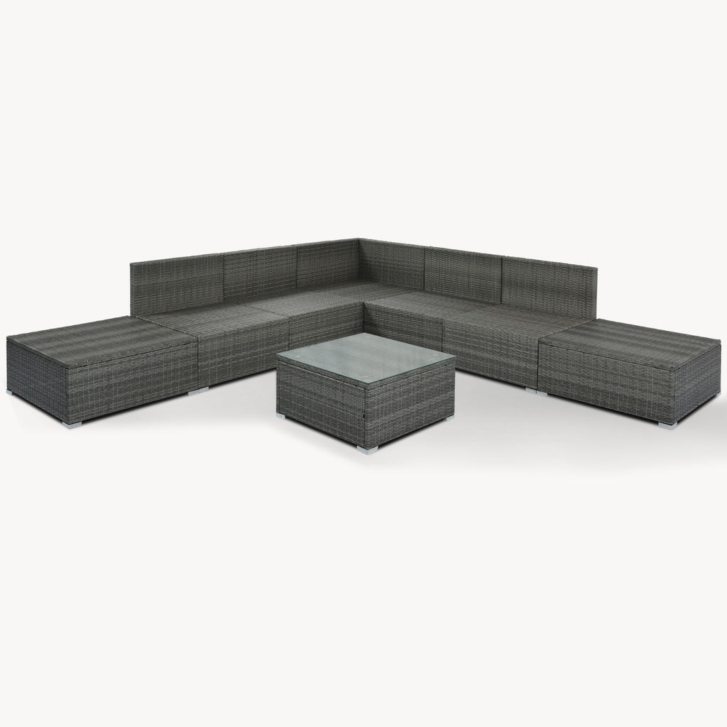 8-Piece Outdoor Patio Wicker Sofa Set Beige Cushions
