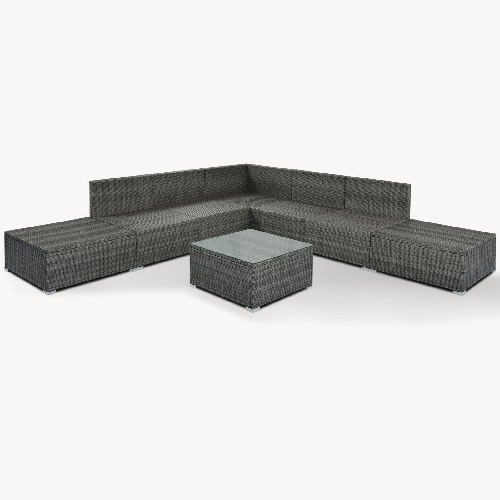 8-Piece Outdoor Patio Wicker Sofa Set Beige Cushions