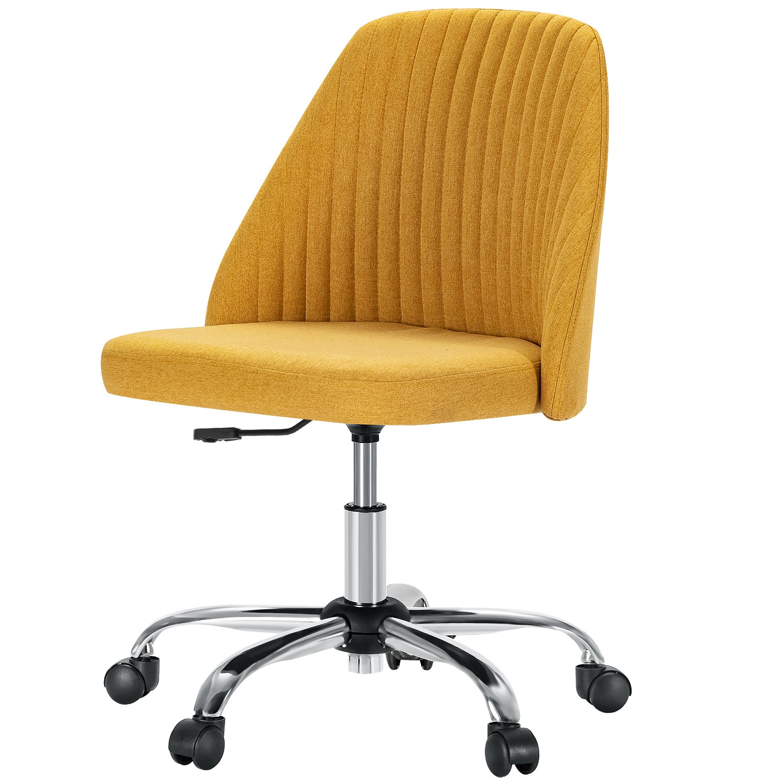 Modern Fabric Armless Swivel Office Chair With Wheels