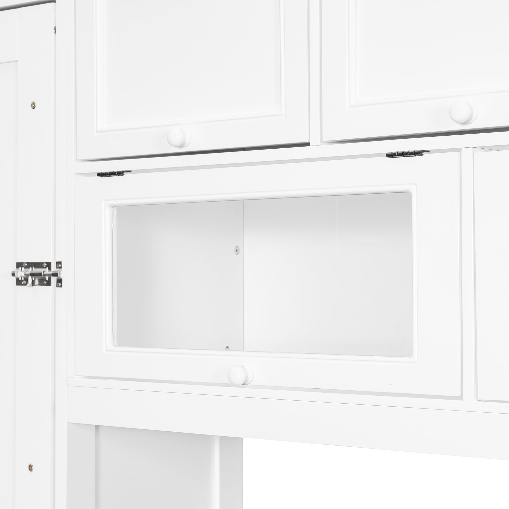 Twin size white solid wood Murphy bed with TV stand, two drawers, and cabinets by Anthony & Home in limited edition.