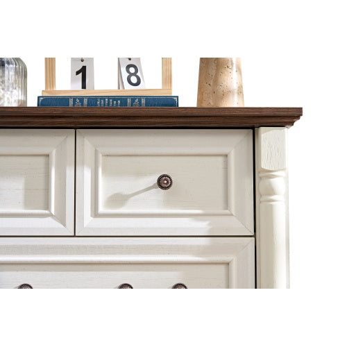 Farmhouse Style 5 Drawer Dresser Chest Rustic Wood Base