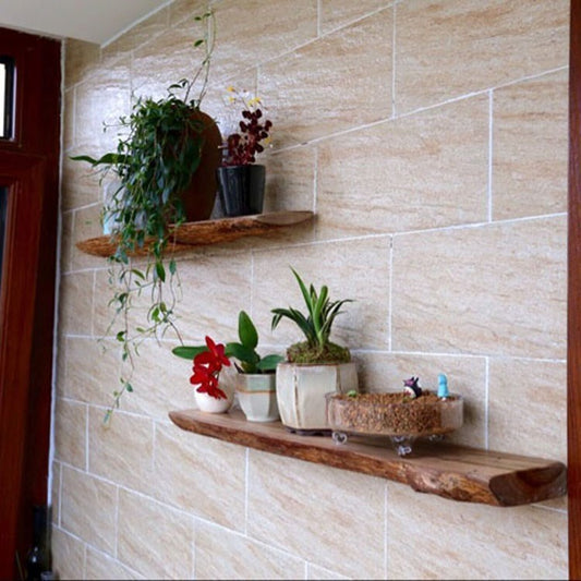 Solid Wood Wall Hanging Shelf Rustic Flower Partition Shelf