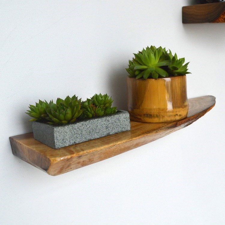 Solid Wood Wall Hanging Shelf Rustic Flower Partition Shelf