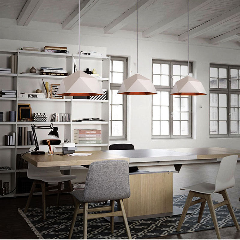 Colorful Geometric Pendant Lamps in Various Colors and Sizes