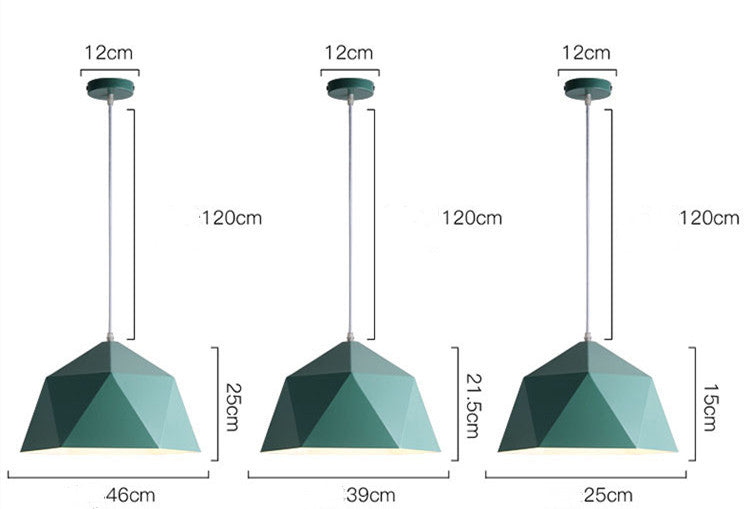 Colorful Geometric Pendant Lamps in Various Colors and Sizes
