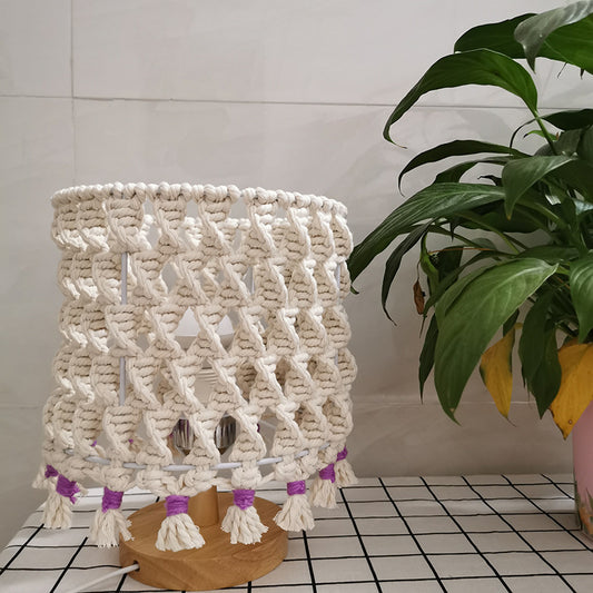 Nordic Handwoven Table Lamp Cotton Thread Shade Bedside