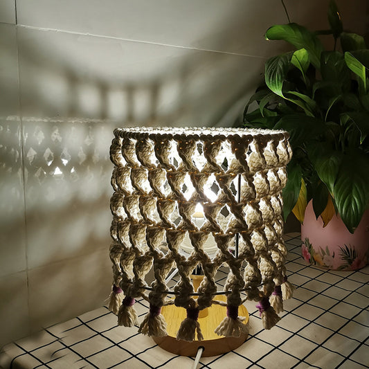 Nordic Handwoven Table Lamp Cotton Thread Shade Bedside