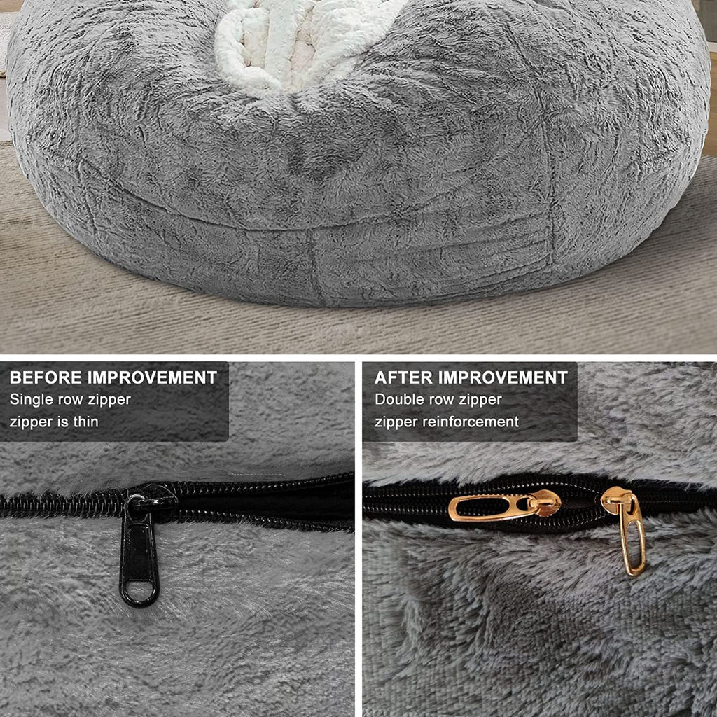 Five Foot Black Velvet Bag Chair Cover Round Sofa Bed Cover