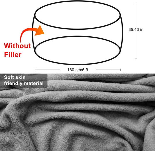 Five Foot Black Velvet Bag Chair Cover Round Sofa Bed Cover