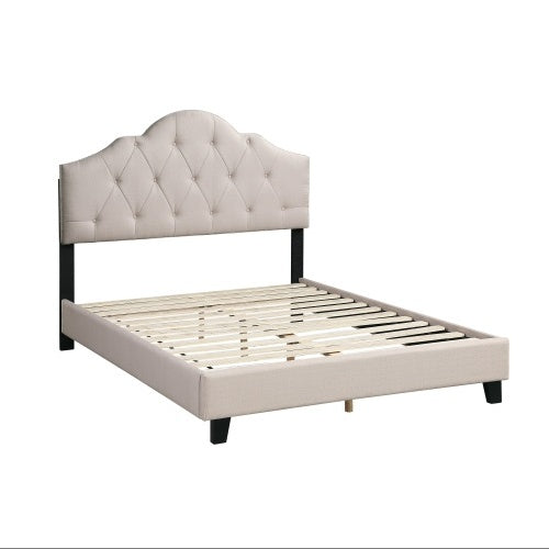 Contemporary Queen Size Bed With Tufted Headboard Design