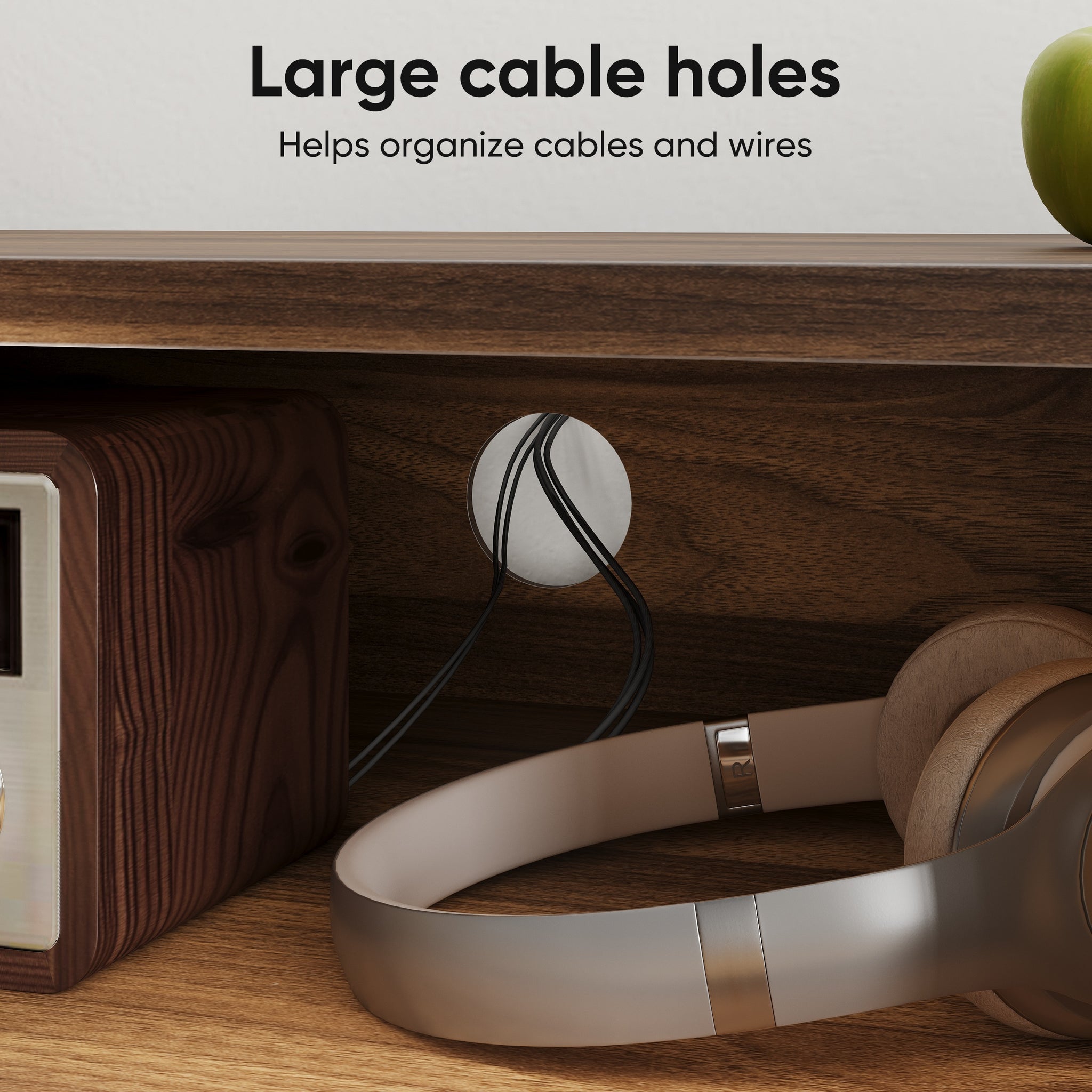 Walnut mid-century TV stand from Anthony & Home with sleek design and storage compartments, crafted in warm wood finish.