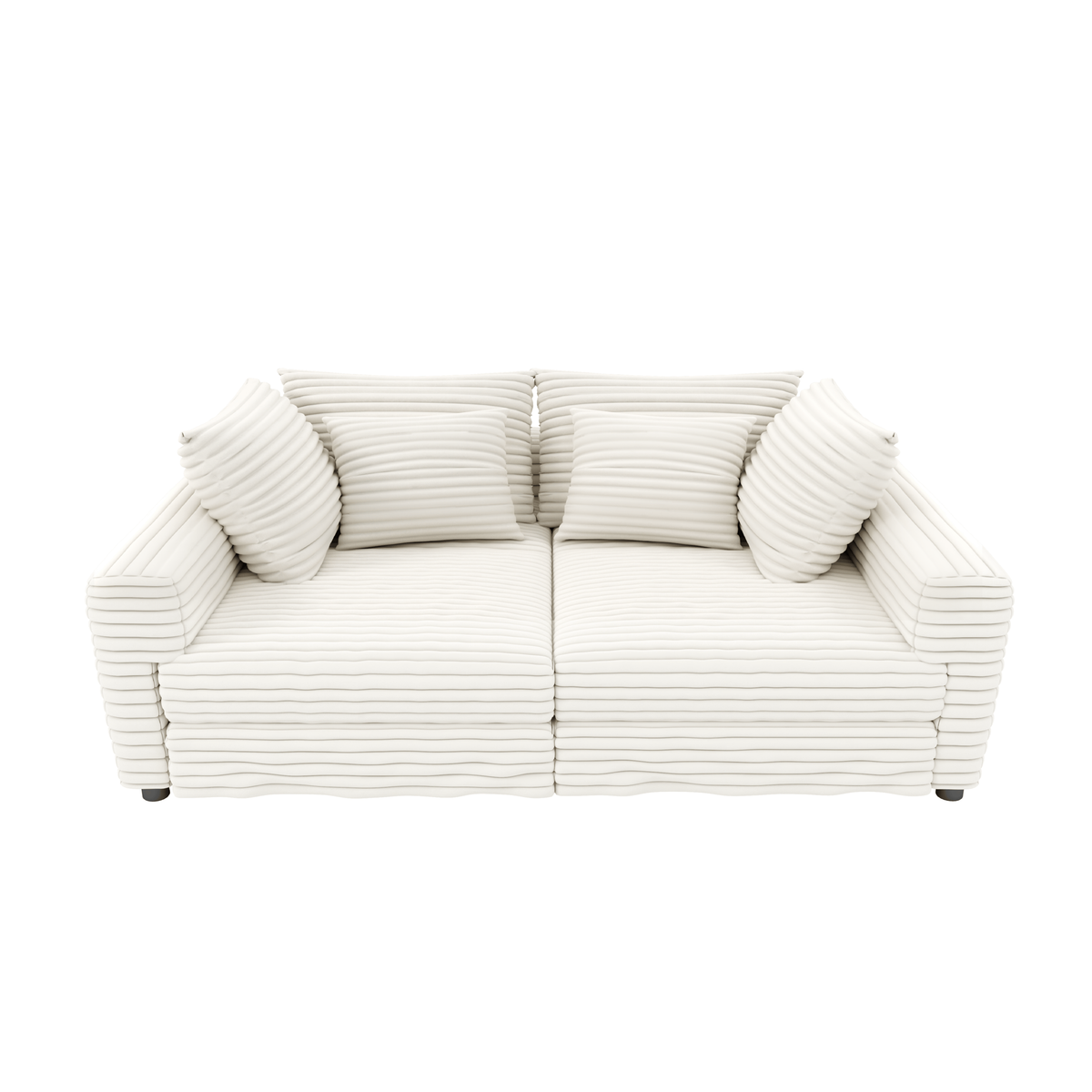 Anthony & Home Atelier Plush Corduroy 4-Seat Sofa with soft, textured fabric and modern design, shown in a cozy living room setting.
