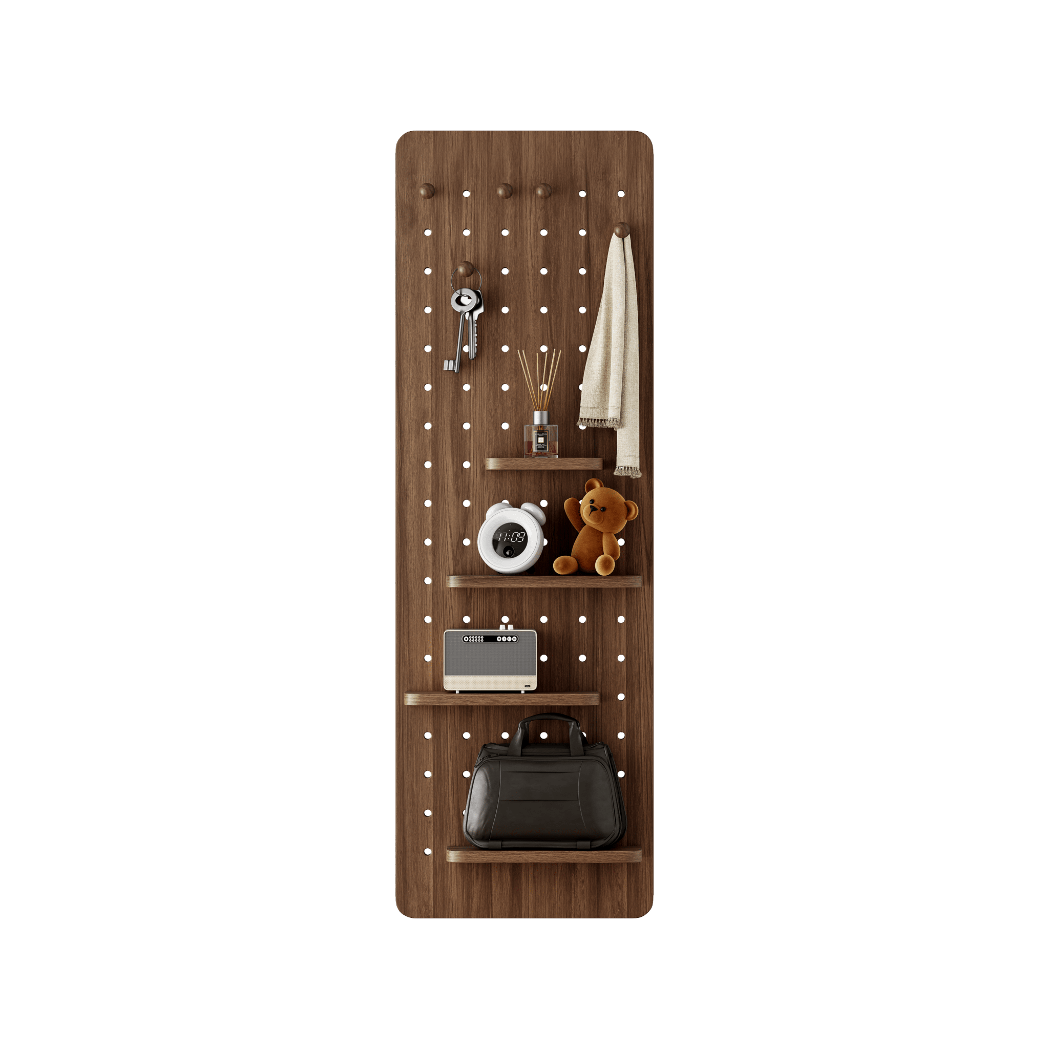 Walnut wall-mounted full-length mirror by Anthony & Home with a sleek, modern design and a sturdy frame.