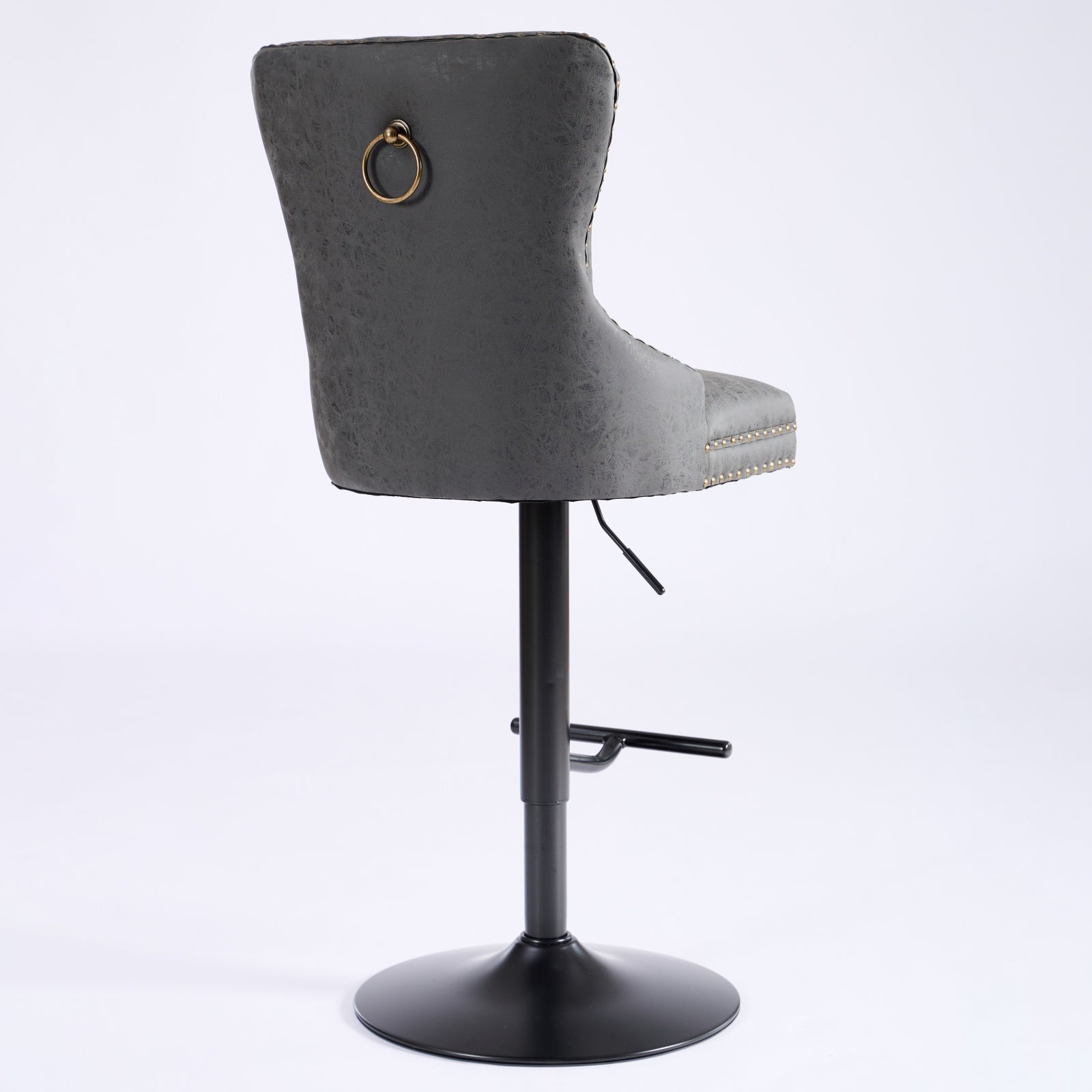 Set of two Anthony & Home tufted PU leather bar stools with adjustable height, 26-33 inches, modern design for kitchen or bar area.