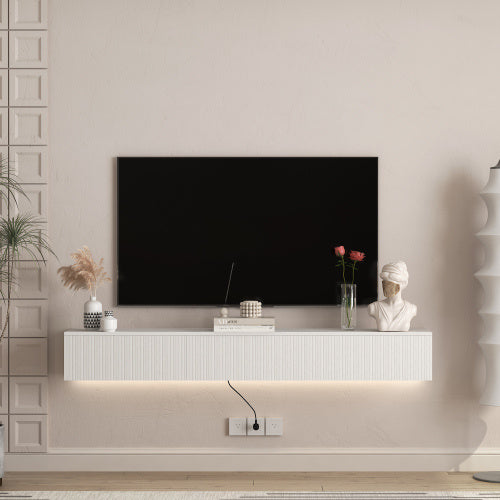 Floating TV Stand With 16 Color LEDs For 55 60 65 Inch TVs