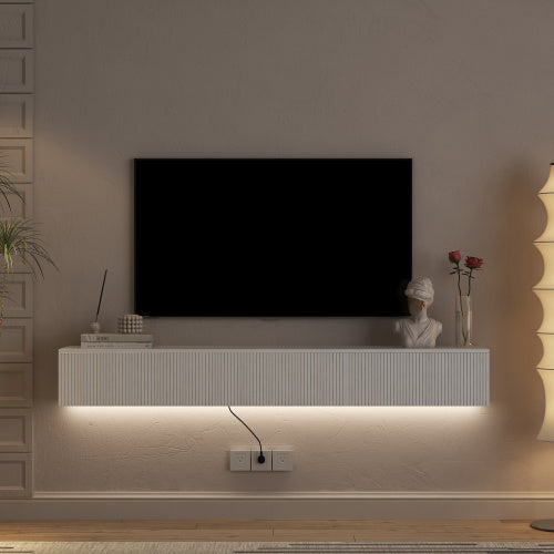 Floating TV Stand With 16 Color LEDs For 55 60 65 Inch TVs