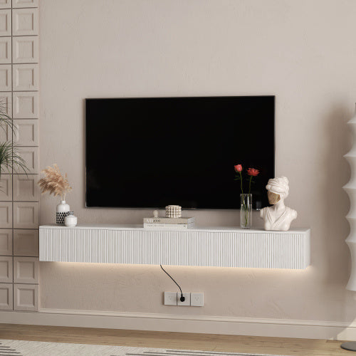 Floating TV Stand With 16 Color LEDs For 55 60 65 Inch TVs