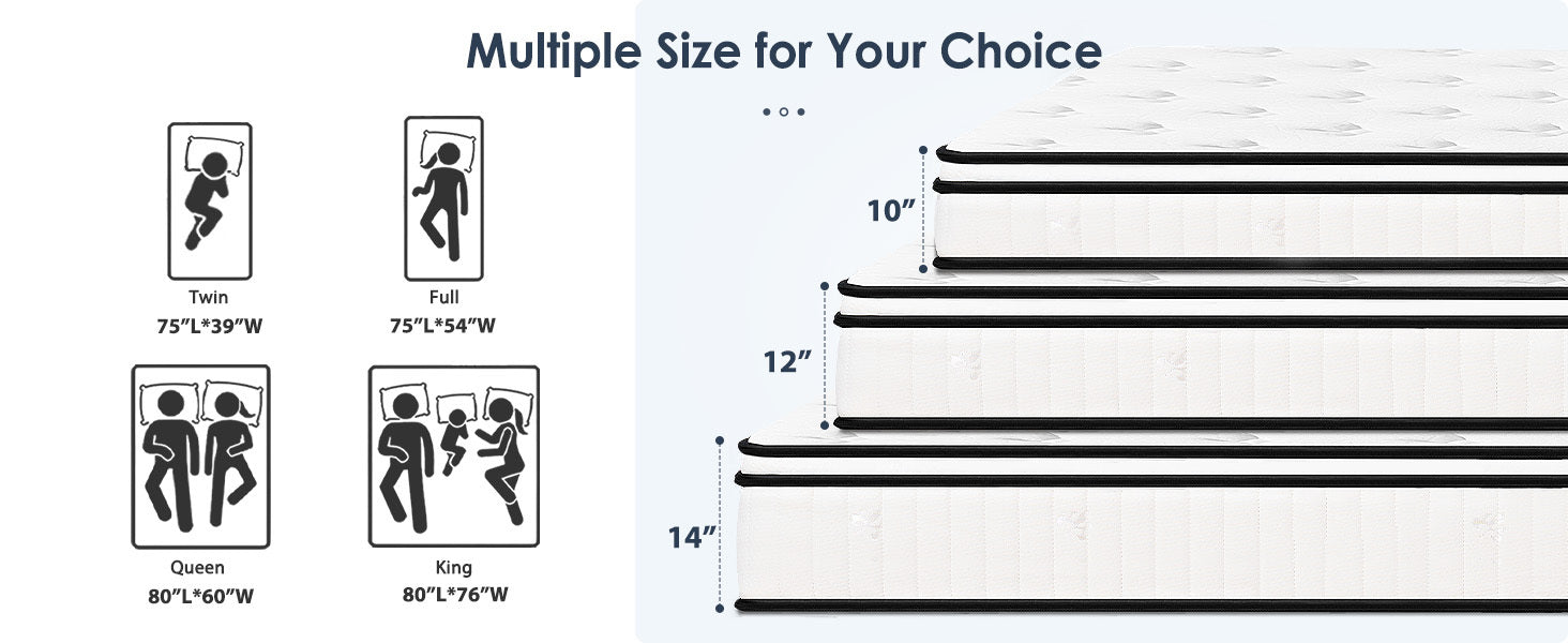 Anthony & Home full-size hybrid mattress with pocketed innerspring for a comfortable, supportive sleep experience.