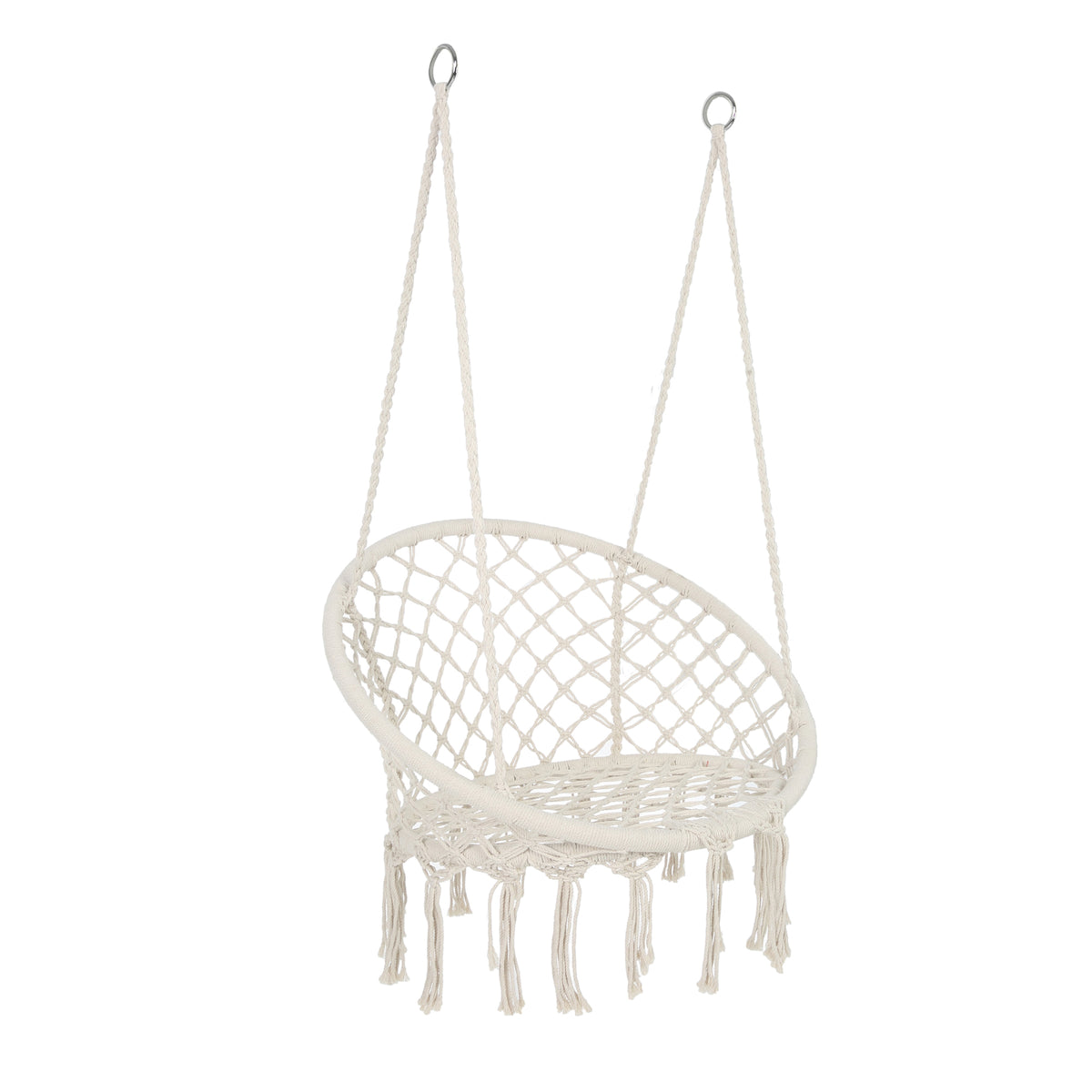 Anthony & Home Atelier macrame hammock chair in luxe cotton rope, indoor/outdoor, 330 lb capacity, hanging for relaxing seating.