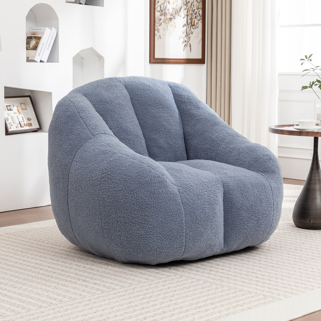 Light blue Anthony & Home Signature Memory Foam Bean Bag Chair with tufted design for comfortable seating.