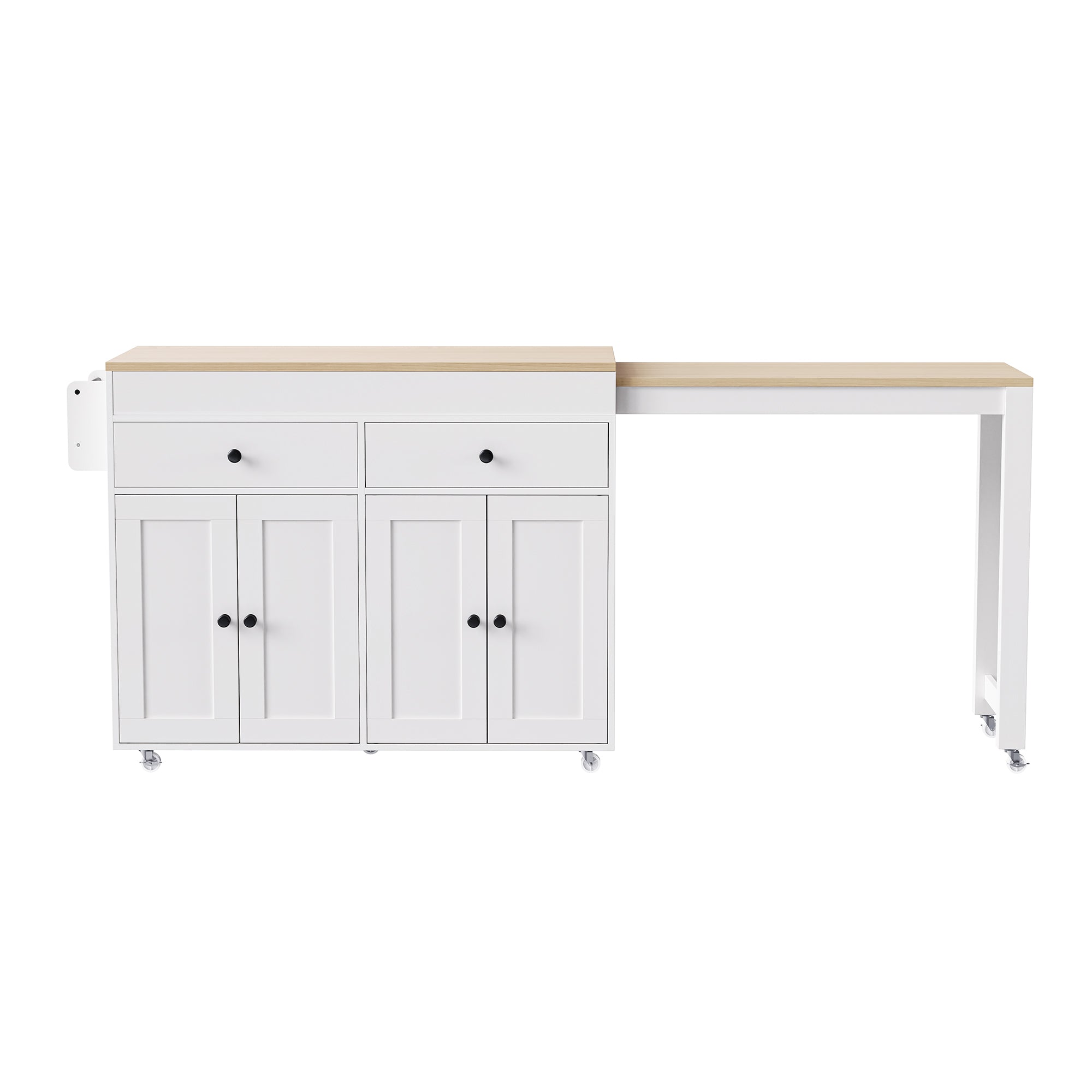 Anthony & Home signature maple wood kitchen island with extendable table, featuring a spacious surface and modern design.