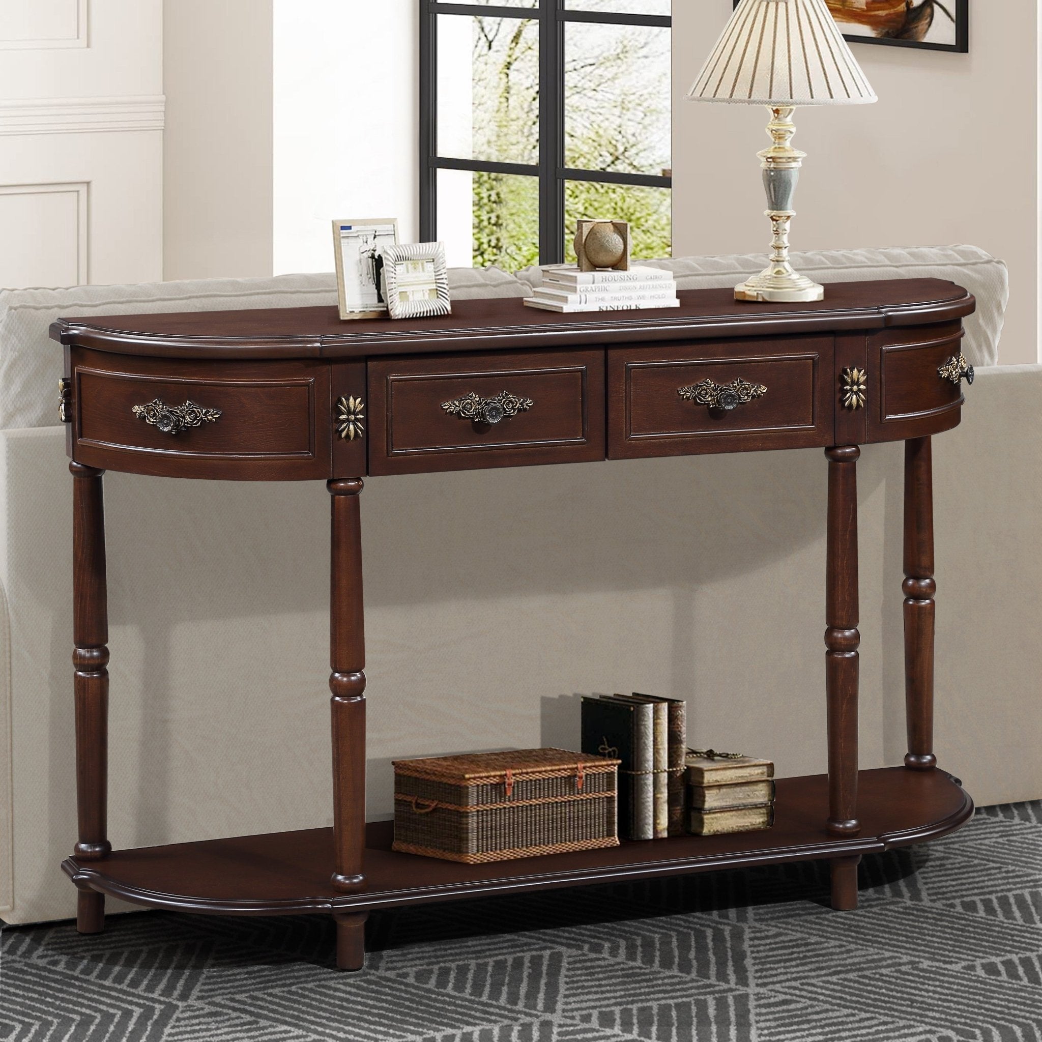 Anthony & Home espresso finish console table with sleek design and rectangular top, perfect for entryways or living rooms.
