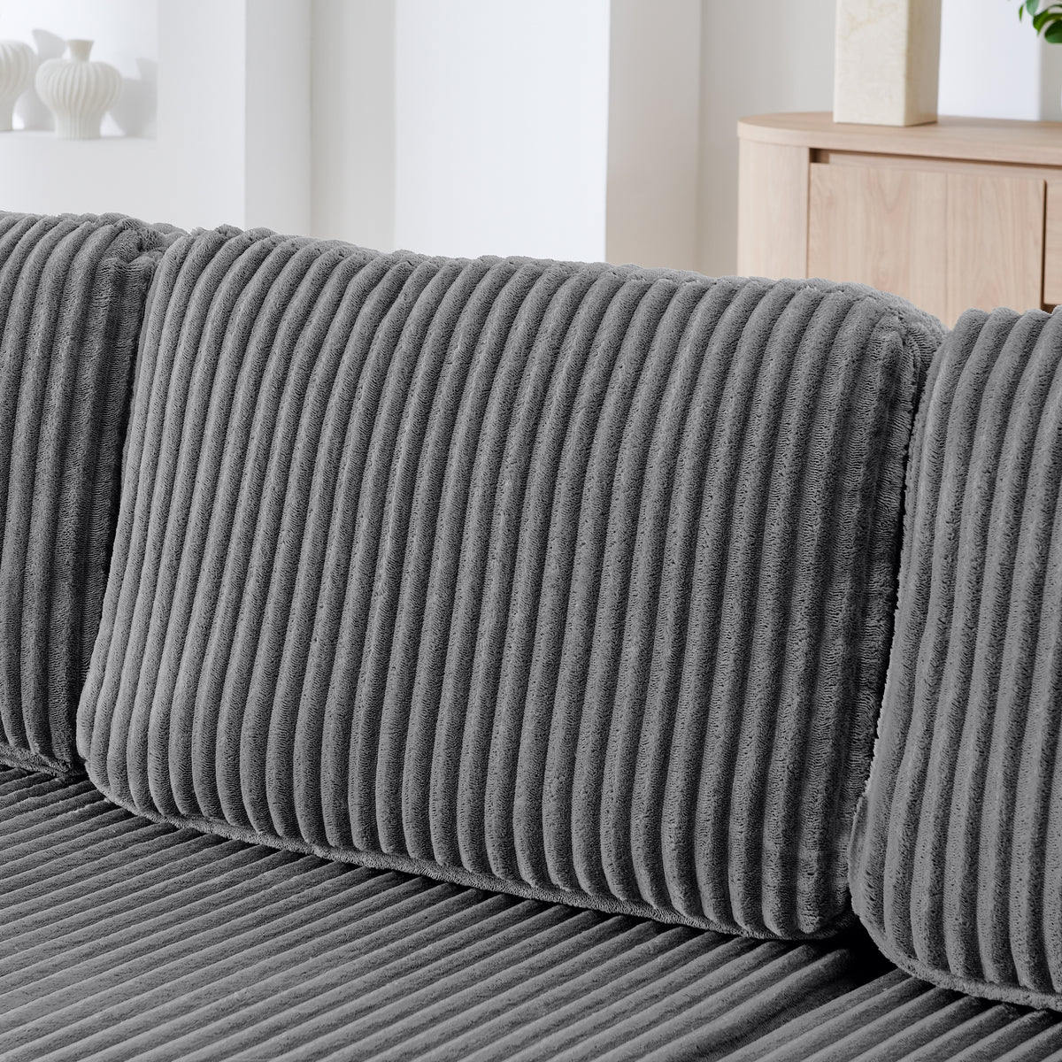 U-shape corduroy modular sectional sofa by Anthony & Home, featuring plush fabric and modern design for comfortable living space.