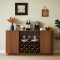 Walnut 58-inch modern wavy curve sideboard by Anthony & Home, showcasing sleek wood finish and stylish curved design.