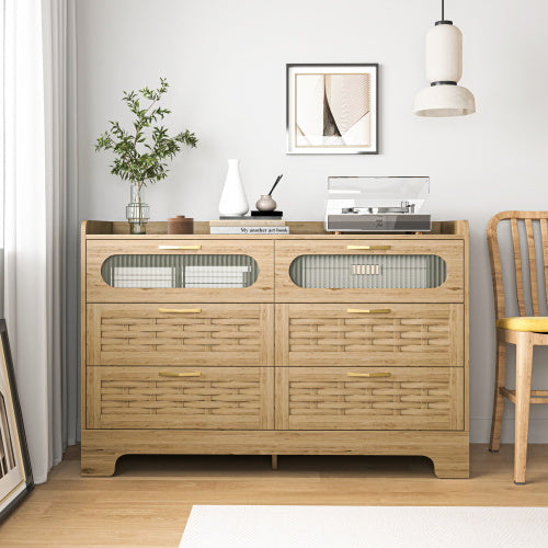 Wooden Six Drawer Vanity Bedroom Dresser With Storage