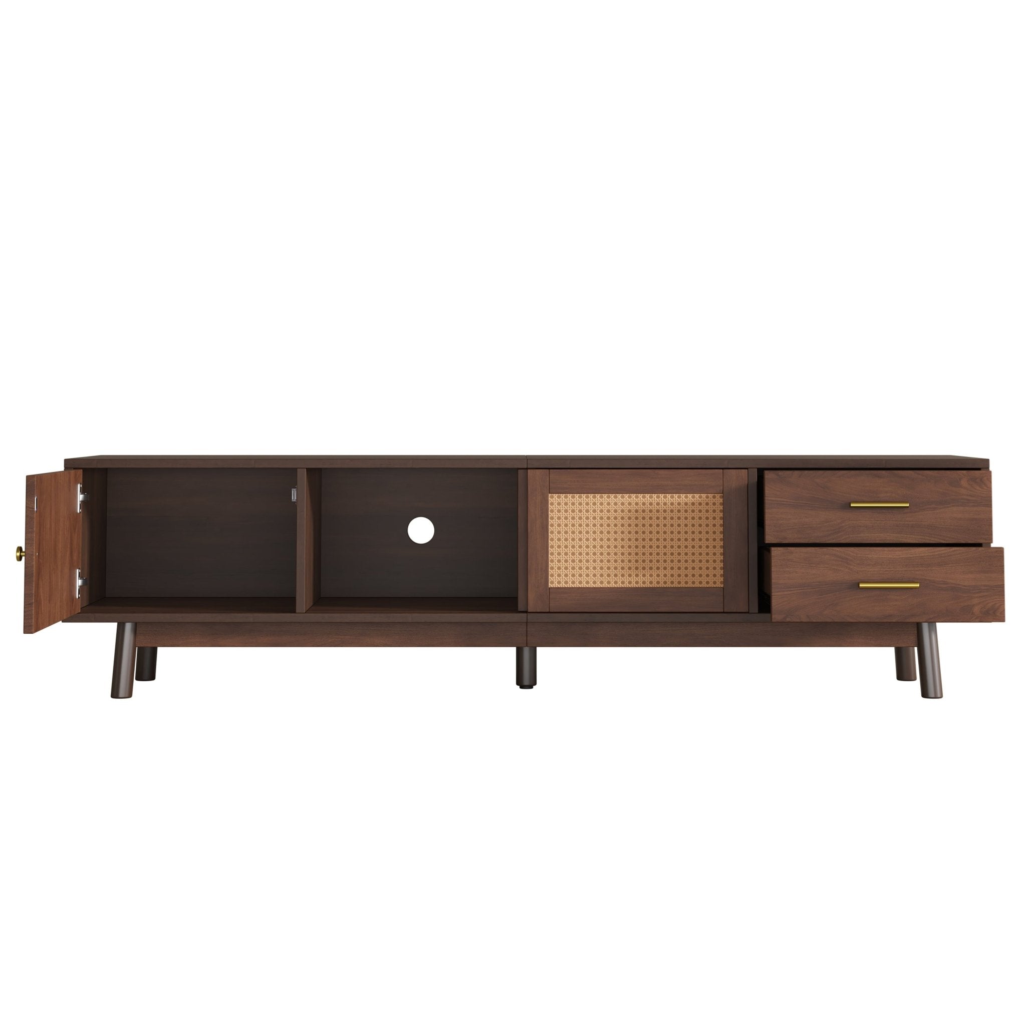 Dark brown solid wood Heritage Collection TV stand by Anthony & Home with sleek design and ample storage space.