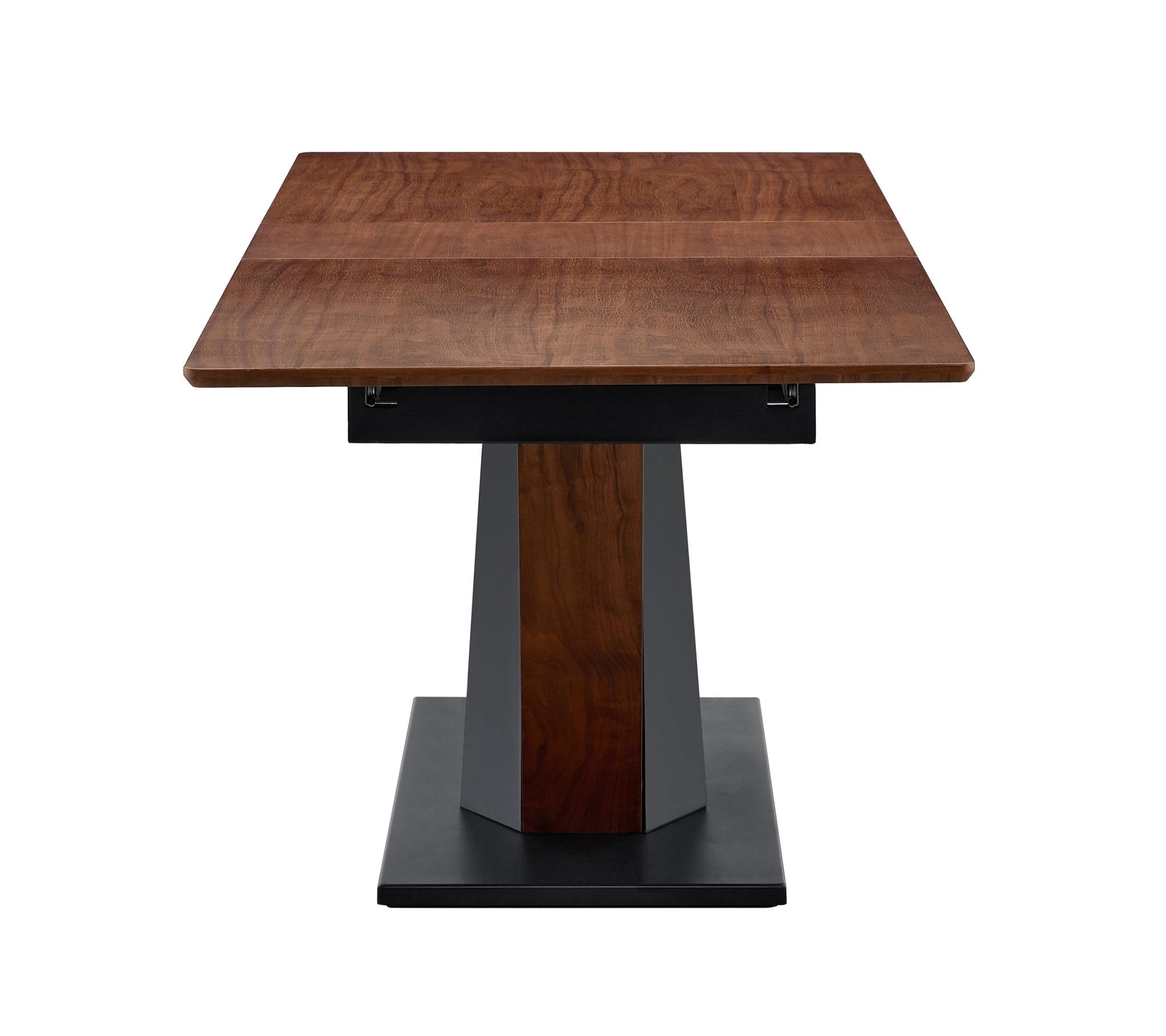 Dark walnut dining table with marble veneer top from Anthony & Home, showcasing a sleek, modern studio design.